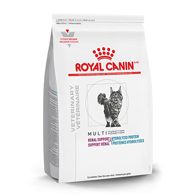 Multifunction feline renal support plus hydrolyzed protein dry food.